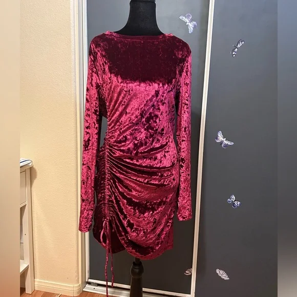 princess polly baby blue dress Evening Dress Burgundy Boat Neck Floor-length Short Sleeves Pleat A-line  Sequins Lace Up Plus Size W on Luulla main image 1